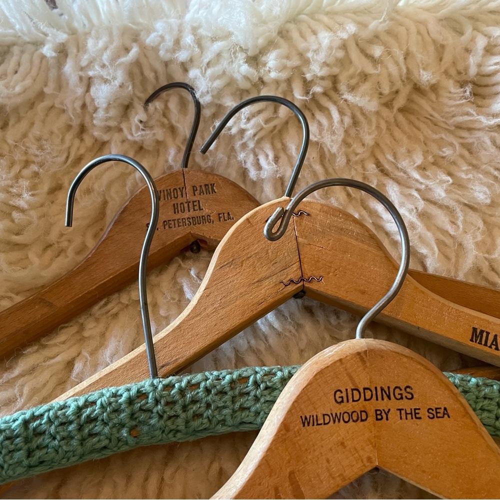 Vintage Wooden Advertising and Crochet Hangers - Picture 7 of 7